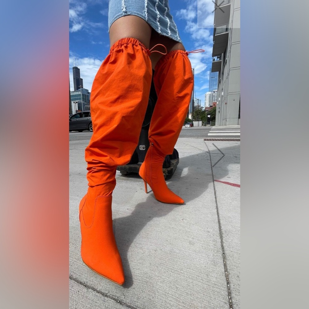 Orange over the knee boots brand new never worn
